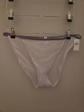 Old Navy Sheer Dot Bikini Panty - Light Lavender with Mauve Trim